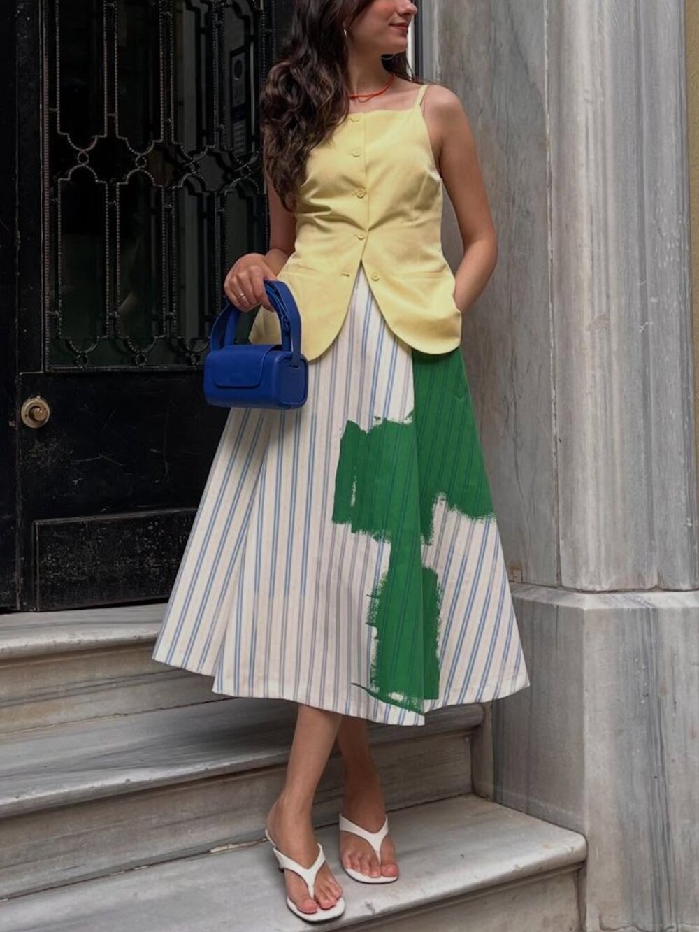 NWT Zara Collection Striped Midi Skirt Size M